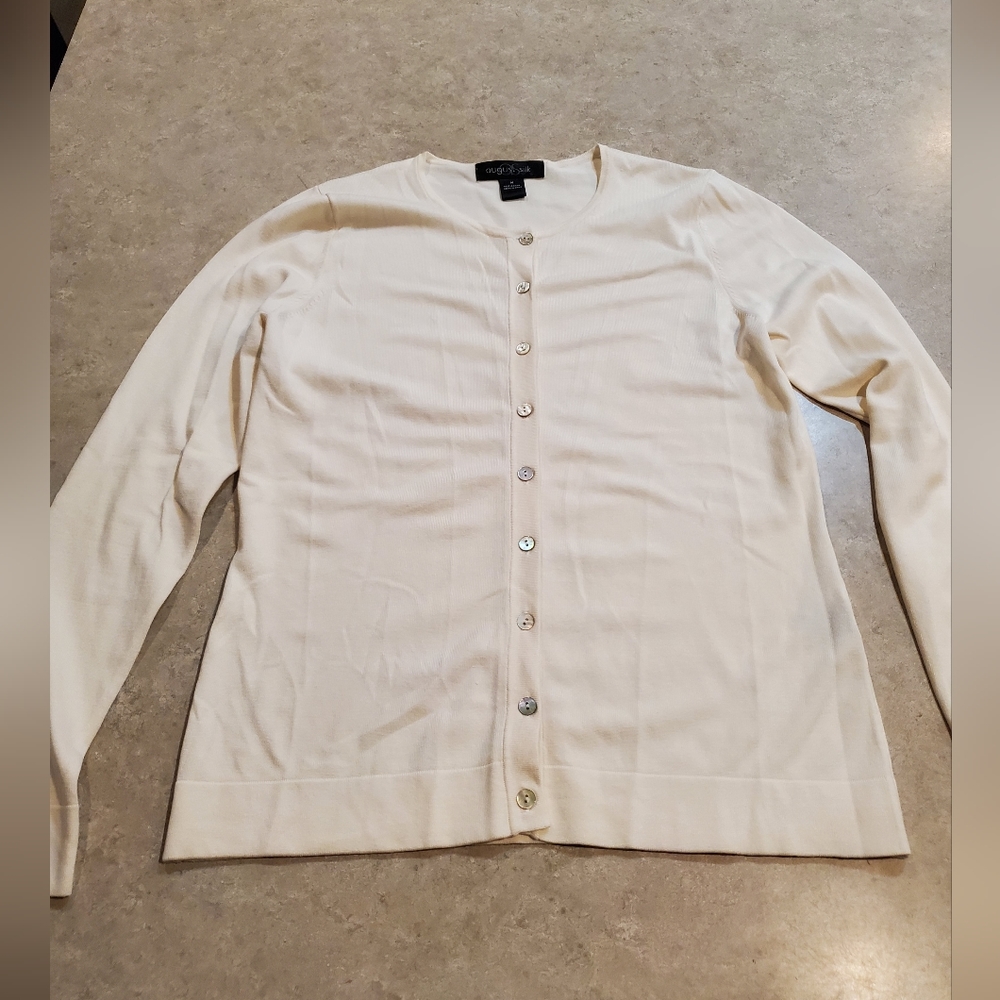 August Silk button down sweater